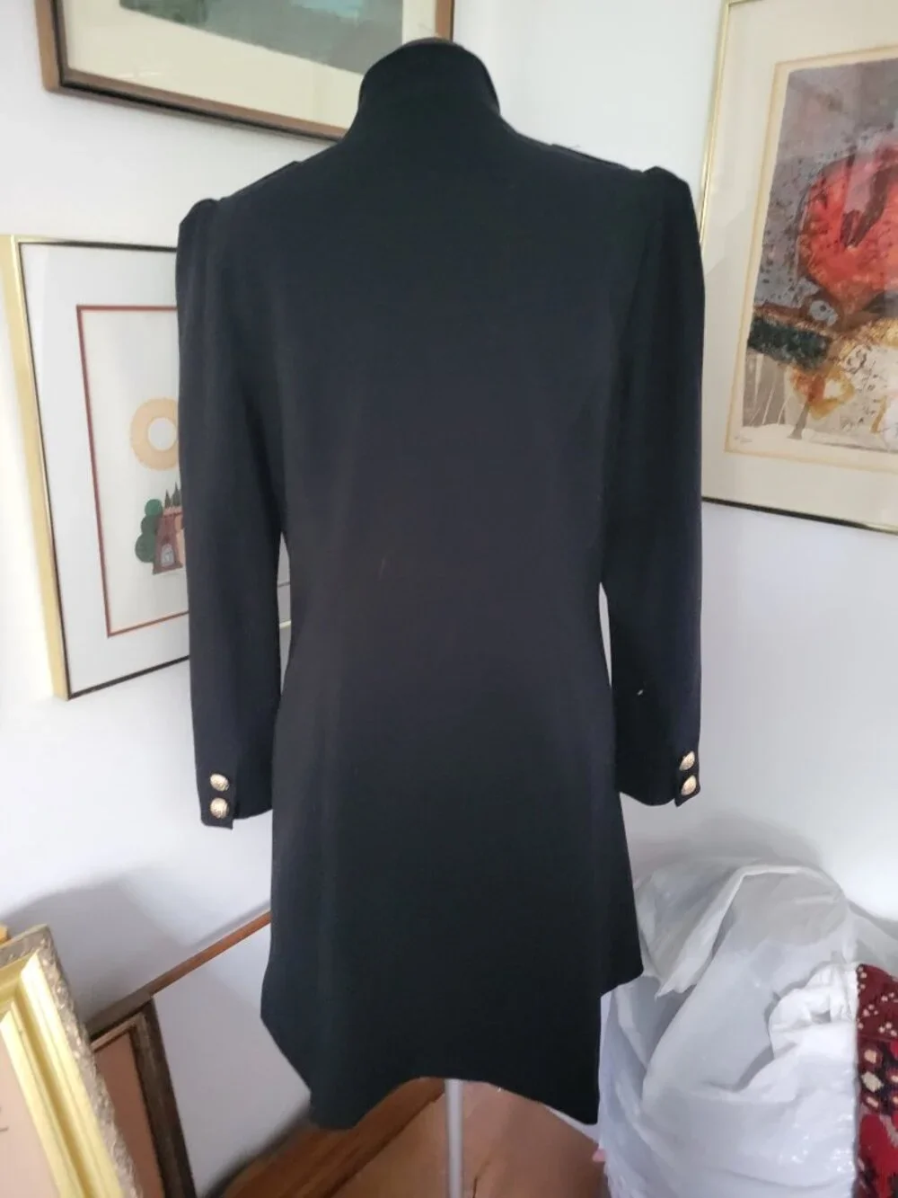 Inc International Concepts Black 3/4 Military Double Breasted Coat Size Large - Picture 5 of 7